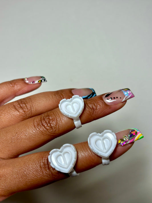 Heart Shaped Glue Rings (100pcs)